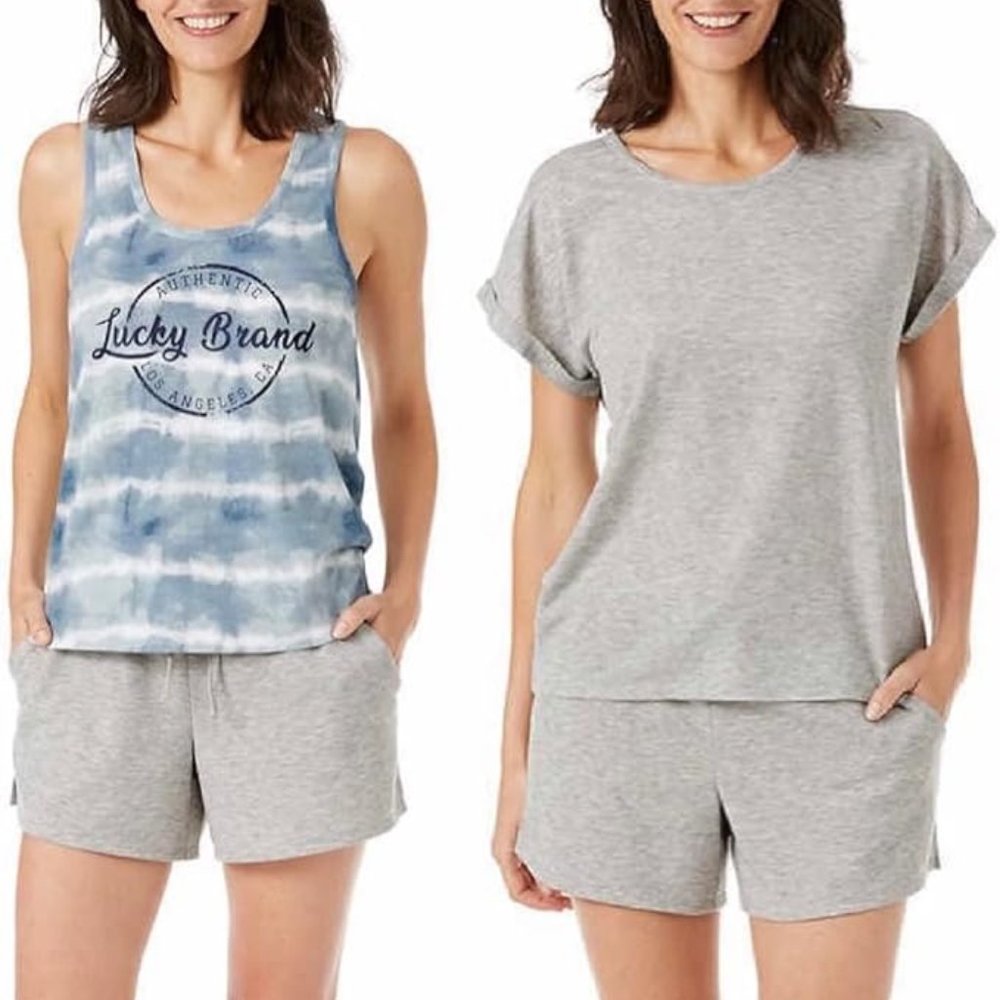 NWT Lucky Brand Women's 3 Piece Pajama Set Size L Heather Gray $85 8HL110